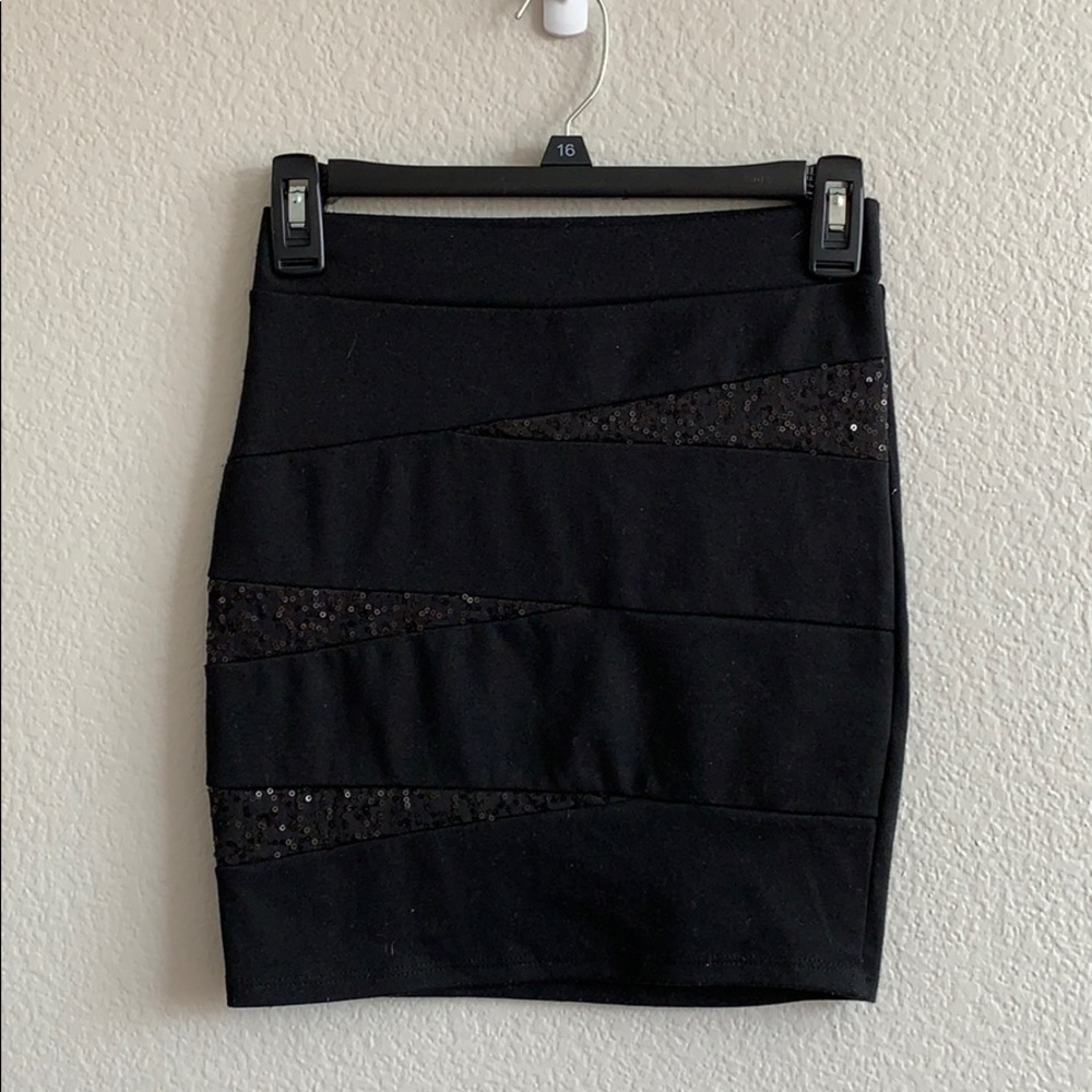 Black Sparkly Pencil Skirt